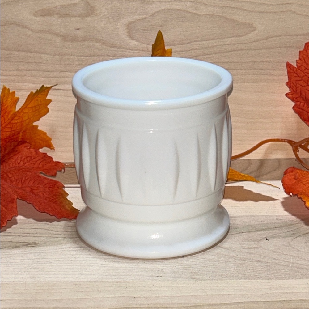 🔥🔥Vintage Mid-Century Modern Milk Glass 4 inch Planter Plant Pot diamond pattern